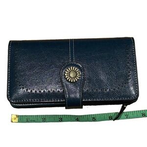 Relic by Fossil Teal Wallet Floral Snap Boho Western Y2K Organizer Wristlet